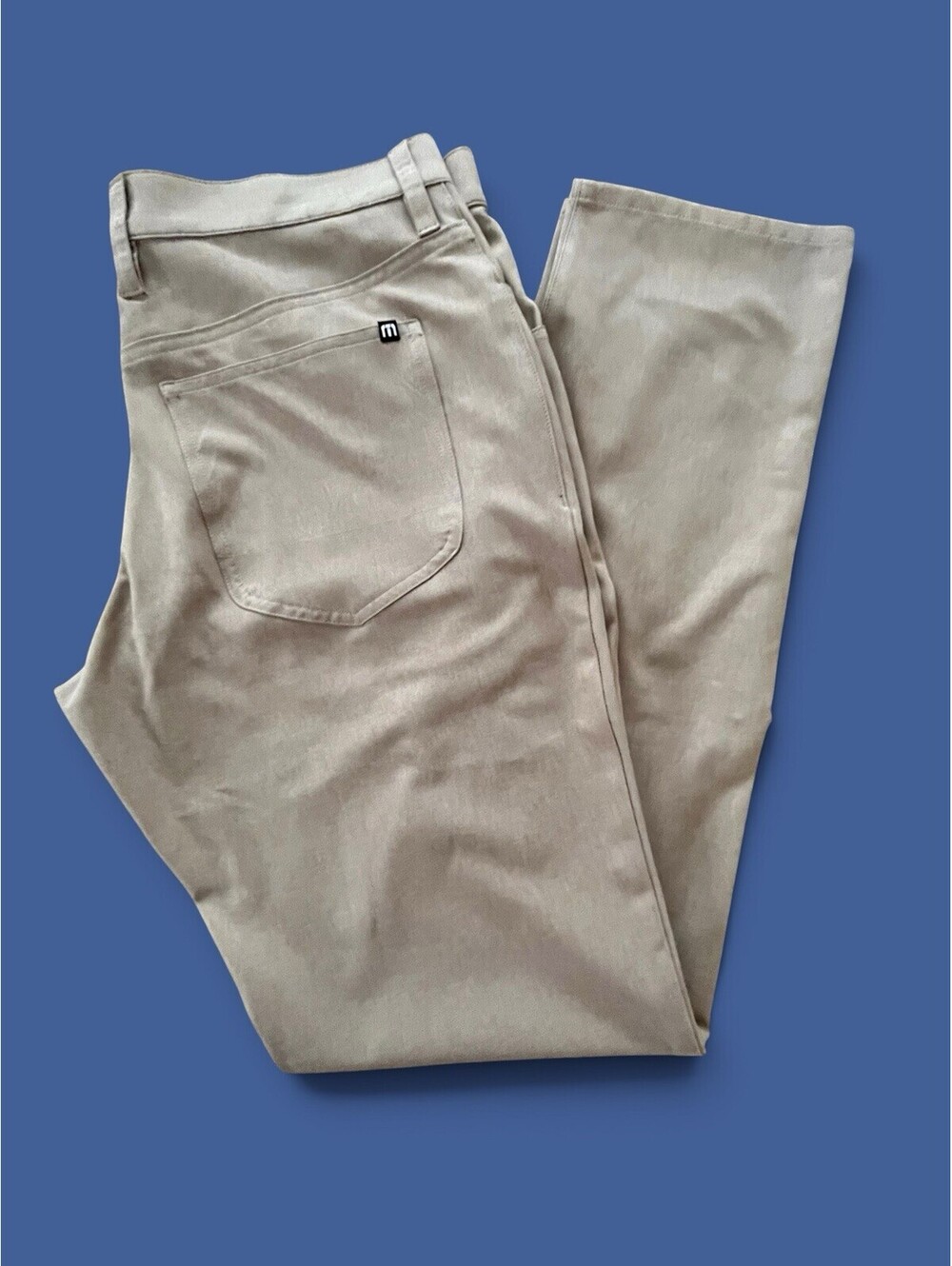 Travis Mathew Pants Mens 32x32 Beige 5-Pocket Golf Chino Stretch NWOT Wrinkle Fr